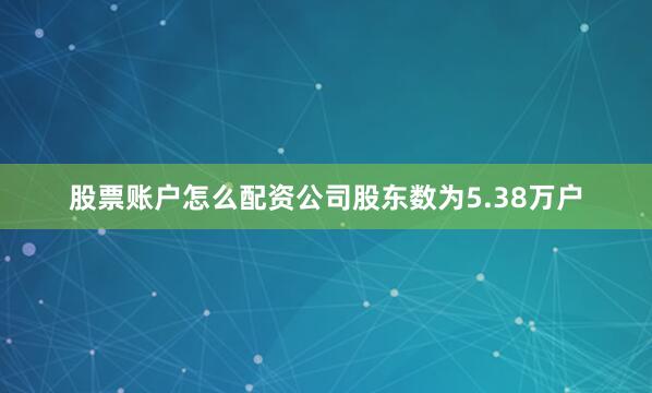 股票账户怎么配资公司股东数为5.38万户